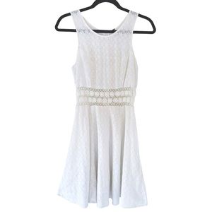 Women’s FREE PEOPLE White Lace Floral Knee-Length Dress w/ Liner Size 4